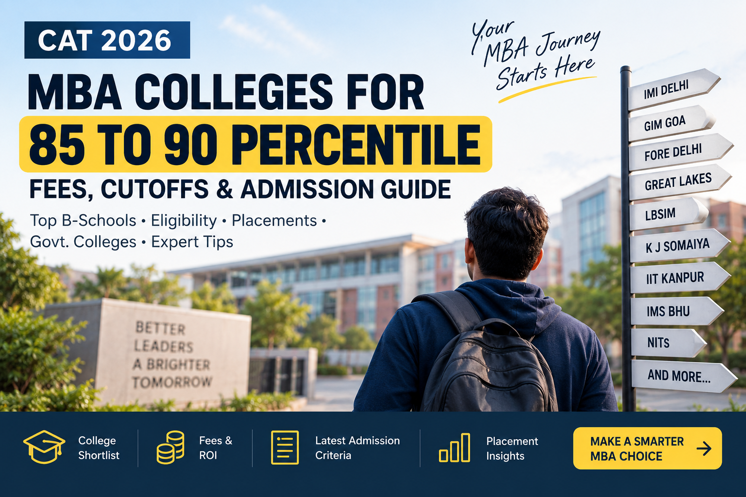 MBA Colleges for 85 to 90 Percentile in CAT 2026: Fees, Cutoffs & Admission